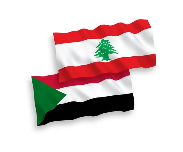 Vlaggen van Libanon en Soedan op een witte achtergrond — Stockvector