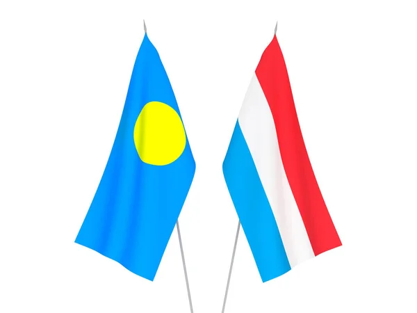 Vlaggen van Luxemburg en Palau — Stockfoto
