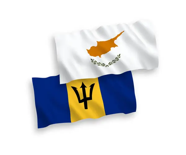 Bandeiras de Chipre e Barbados em um fundo branco — Vetor de Stock