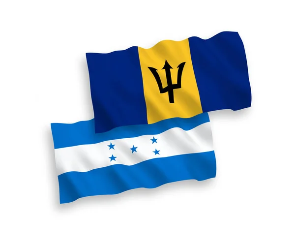 具有白色背景的巴巴多斯和洪都拉斯国旗 — 图库矢量图片