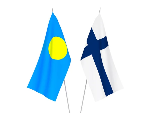 Vlaggen van Palau en Finland — Stockfoto