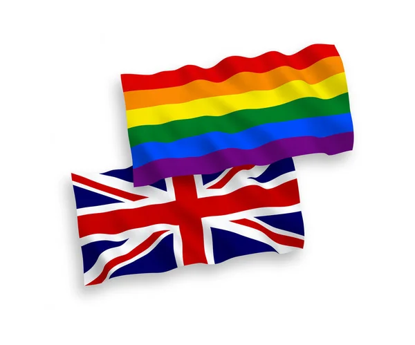 Vlajky Velké Británie a Rainbow gay hrdost na bílém pozadí — Stockový vektor