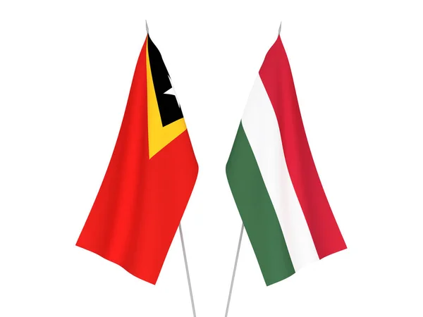 Σημαία Ανατολικού Τιμόρ και Ουγγαρίας — Φωτογραφία Αρχείου