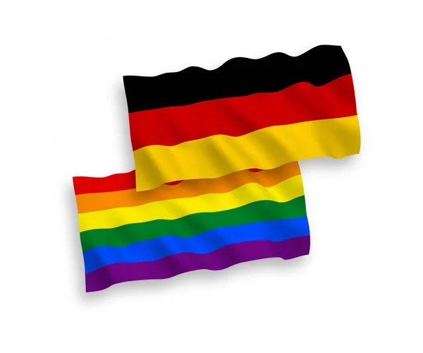 Banderas de arco iris orgullo gay y Alemania en un fondo blanco — Archivo Imágenes Vectoriales