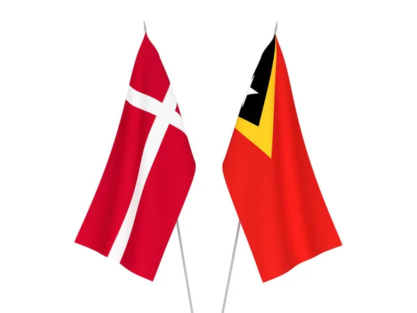 Flagi Timoru Wschodniego i Danii — Zdjęcie stockowe