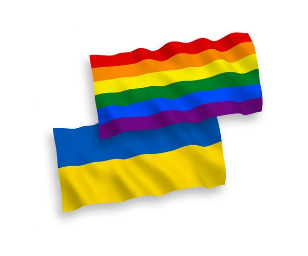 Banderas de arco iris orgullo gay y Ucrania en un fondo blanco — Archivo Imágenes Vectoriales