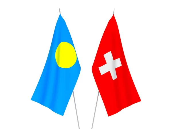 Svájc és Palau lobogói — Stock Fotó