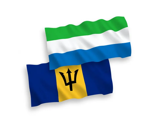 Флаги Барбадоса и Сьерра-Леоне на белом фоне — стоковый вектор