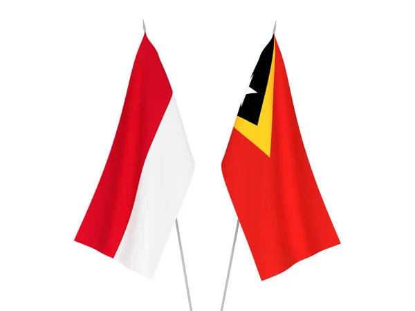 Narodowe Flagi Tkanin Timoru Wschodniego Indonezji Izolowane Białym Tle Ilustracja — Zdjęcie stockowe
