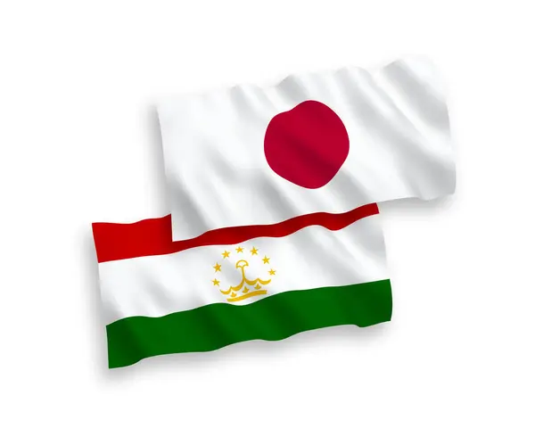日本とタジキスタンの国旗が白地に隔離されている — ストックベクタ
