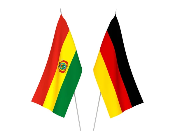 Drapeaux Nationaux Tissu Allemagne Bolivie Isolés Sur Fond Blanc Illustration — Photo