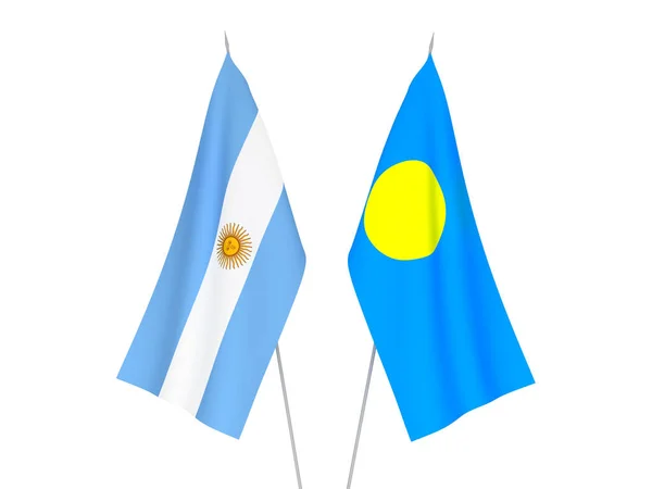 National Fabric Flags Argentina Palau Isolated White Background Rendering Illustration — Stock Photo, Image