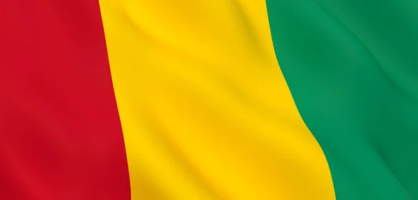 几内亚国家织物防波堤旗在风中飘扬 3D渲染说明 — 图库照片