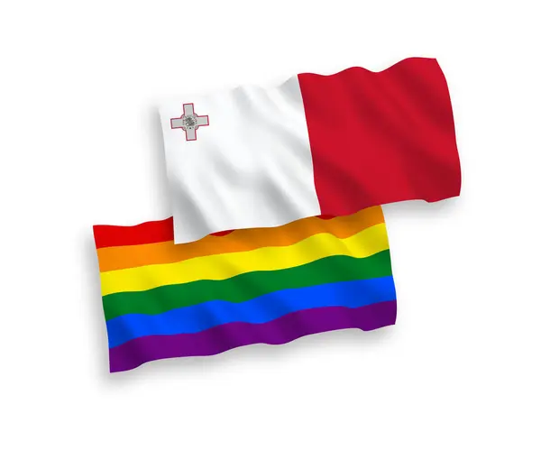 Národní Vektorové Tkaniny Vlny Vlajky Malta Rainbow Gay Hrdost Izolované — Stockový vektor