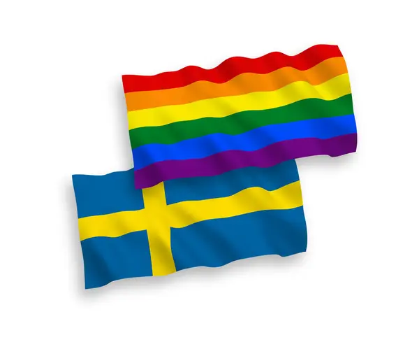 Banderas Nacionales Ondas Tela Vectorial Suecia Orgullo Gay Rainbow Aisladas — Archivo Imágenes Vectoriales