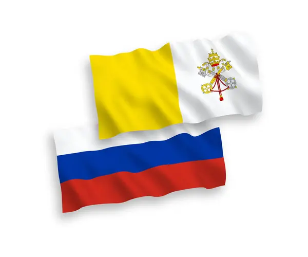 Белом Фоне Выделены Национальные Векторные Волновые Флаги Ватикана России Соотношение — стоковый вектор