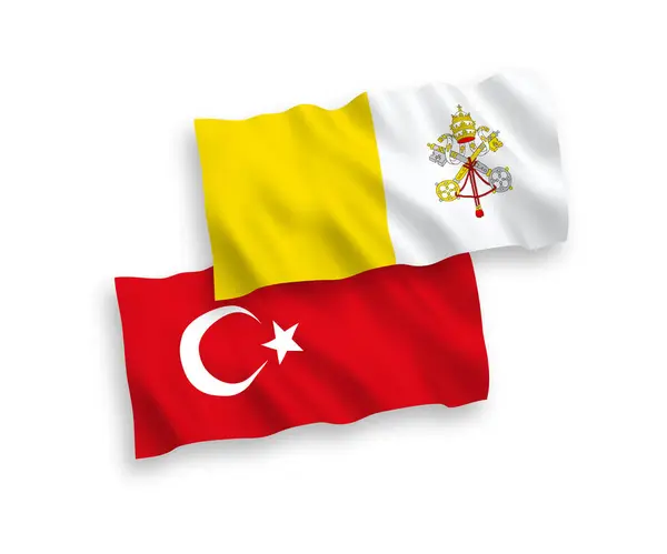 Белом Фоне Выделены Национальные Векторные Волновые Флаги Турции Ватикана Соотношение — стоковый вектор