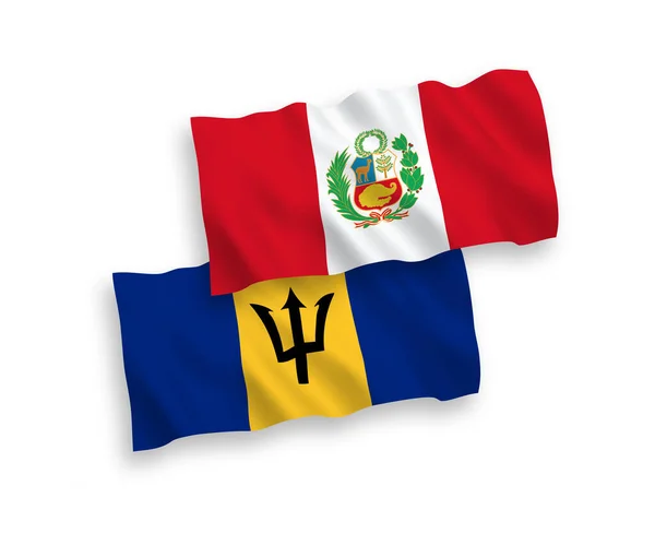 Banderas Nacionales Ondas Vectoriales Barbados Perú Aisladas Sobre Fondo Blanco — Archivo Imágenes Vectoriales