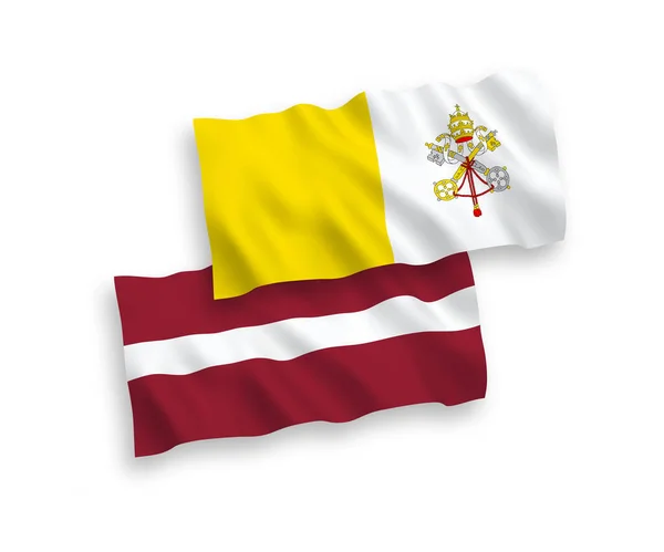Белом Фоне Выделены Национальные Векторные Волновые Флаги Латвии Ватикана Соотношение — стоковый вектор