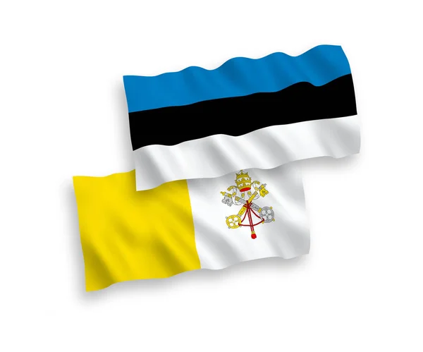 Белом Фоне Выделены Национальные Векторные Волновые Флаги Эстонии Ватикана Соотношение — стоковый вектор