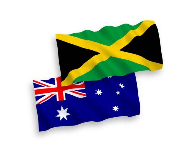 Beyaz arka planda Avustralya ve Jamaika bayrakları