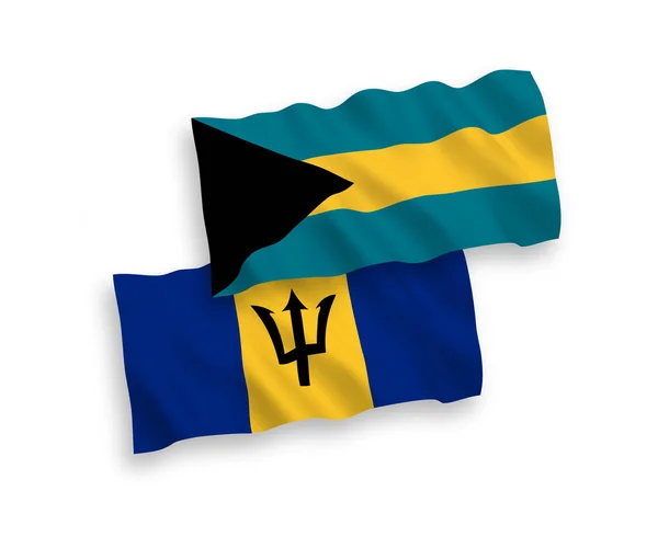 具有白色背景的巴巴多斯和巴哈马联邦国旗 — 图库矢量图片