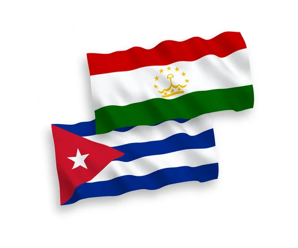하얀 배경에 있는 타지키스탄과 쿠바의 깃발 — 스톡 벡터