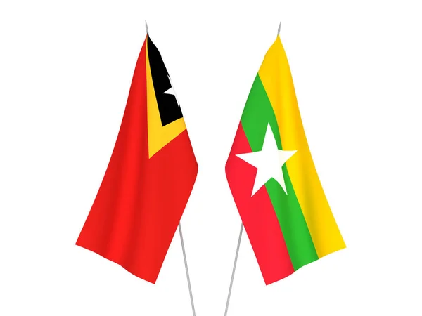 Myanmar and East Timor flags — Stock Photo, Image