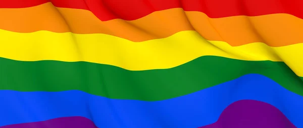 National Fabric Wave Närbild flagga Rainbow gay stolthet — Stockfoto