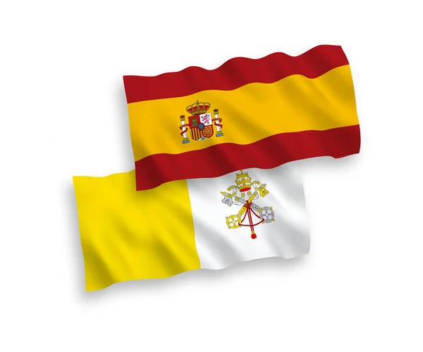 Banderas del Vaticano y España sobre fondo blanco — Archivo Imágenes Vectoriales