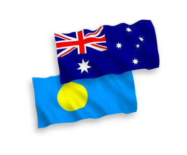 Beyaz arka planda Avustralya ve Palau bayrakları
