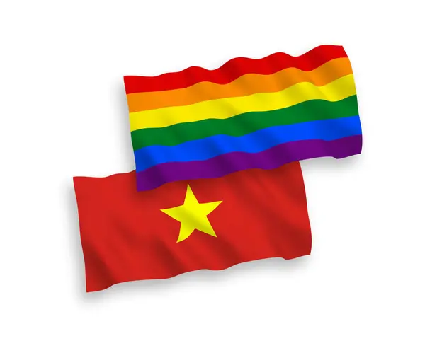 Vlajky Rainbow gay hrdosti a Vietnamu na bílém pozadí — Stockový vektor