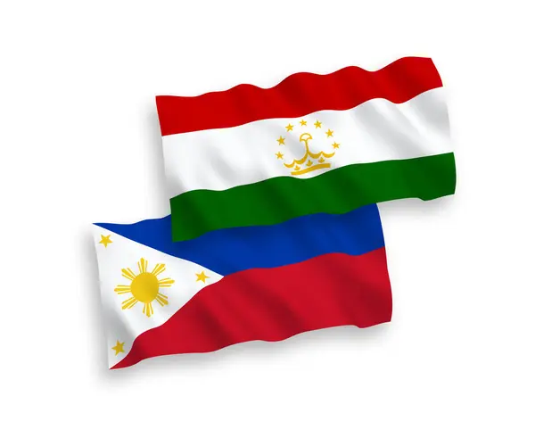 Banderas de Tayikistán y Filipinas sobre fondo blanco — Vector de stock