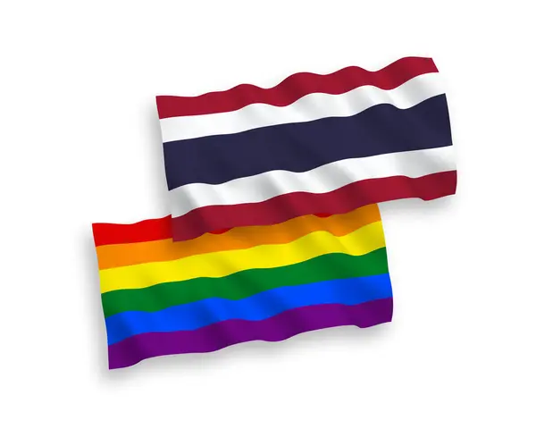 Banderas de arco iris orgullo gay y Tailandia en un fondo blanco — Archivo Imágenes Vectoriales