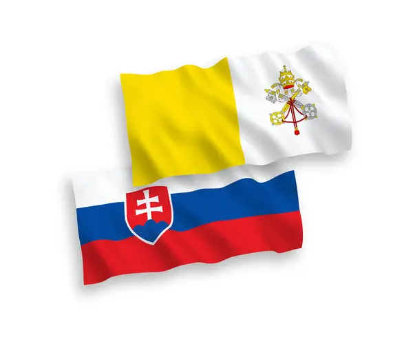 Bandeiras da Eslováquia e do Vaticano sobre um fundo branco —  Vetores de Stock