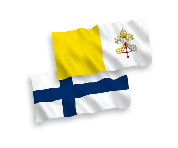 Флаги Финляндии и Ватикана на белом фоне — стоковый вектор