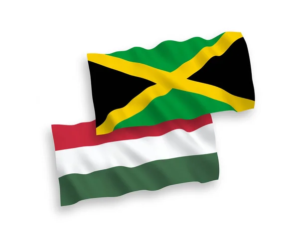 Флаги Ямайки и Венгрии на белом фоне — стоковый вектор