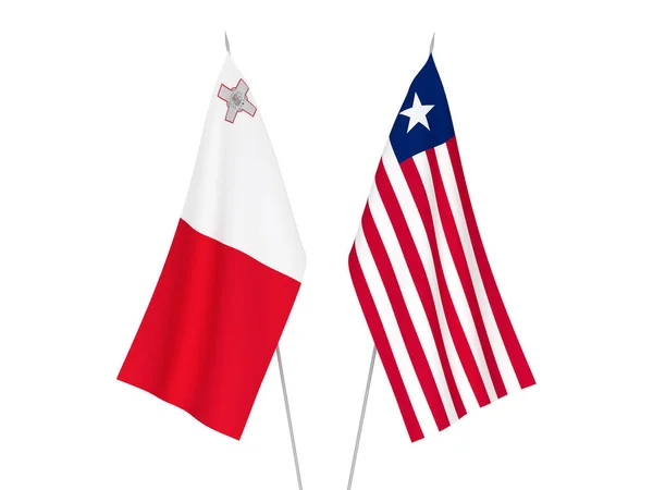 Vlaggen van Liberia en Malta — Stockfoto