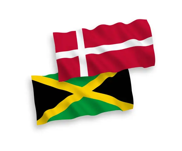 Флаги Дании и Ямайки на белом фоне — стоковый вектор