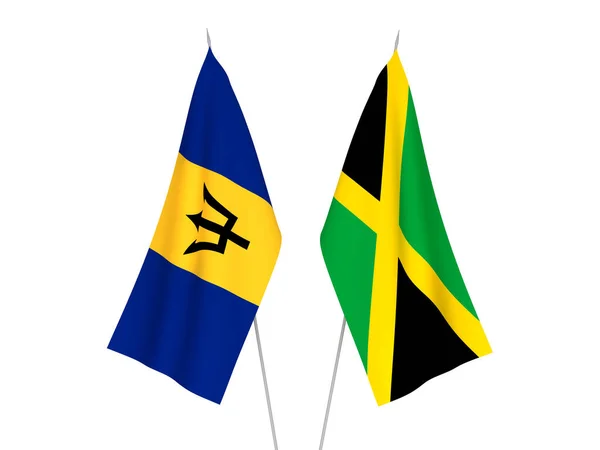 Bandeiras de Barbados e Jamaica — Fotografia de Stock
