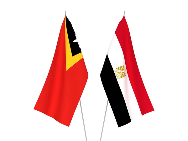 Flagi Egiptu i Timoru Wschodniego — Zdjęcie stockowe