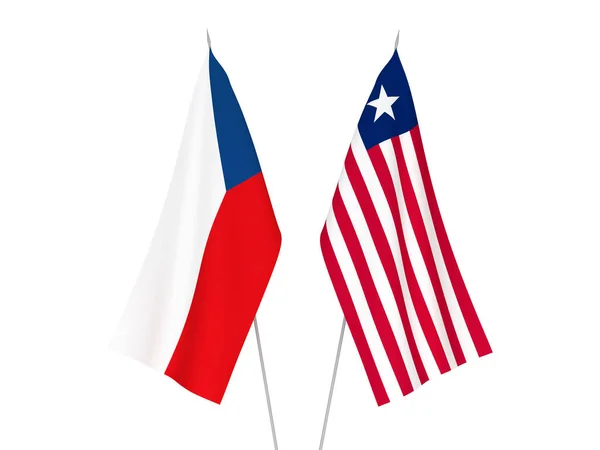 Vlaggen van Liberia en Tsjechië — Stockfoto
