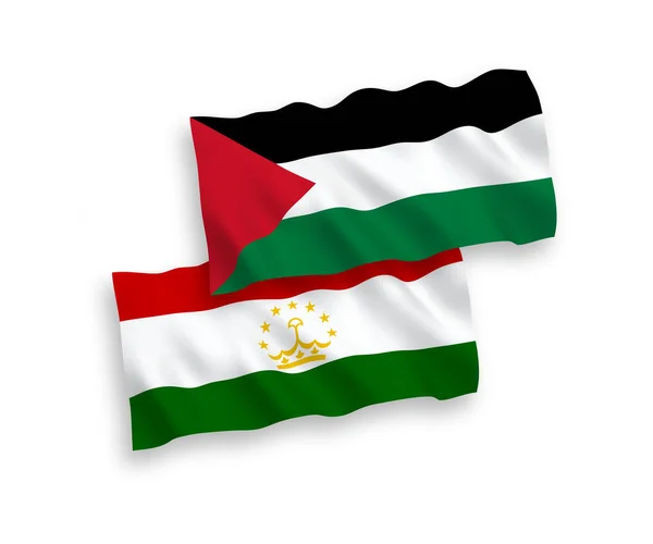Národní Vektorové Vlajky Tádžikistánu Palestiny Izolované Bílém Pozadí Podíl — Stockový vektor