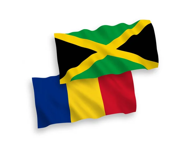 Národní Vektorové Tkaniny Vlnové Vlajky Rumunska Jamajky Izolované Bílém Pozadí — Stockový vektor