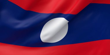 Ulusal Kumaş Dalgası Laos 'un Rüzgarda Dalgalanan Bayrağı. 3d resimleme.