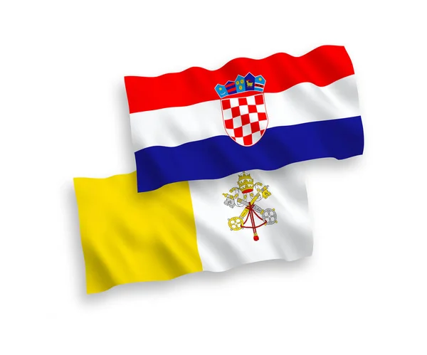Белом Фоне Выделены Национальные Векторные Волновые Флаги Ватикана Хорватии Соотношение — стоковый вектор