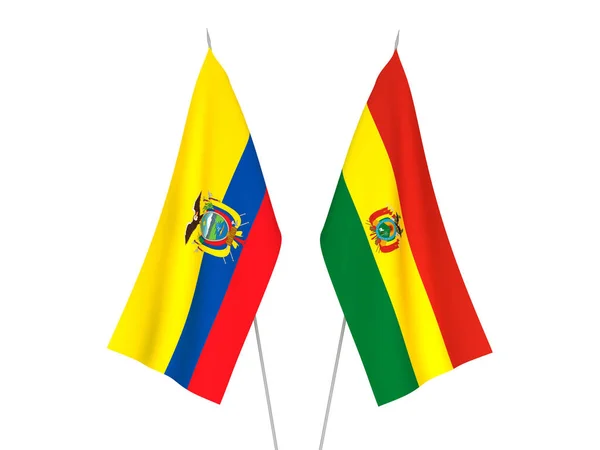 에콰도르와 볼리비아의 국기들은 바탕에 있었다 렌더링 — 스톡 사진
