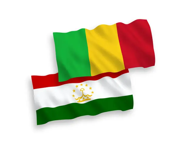 塔吉克斯坦和马里的国家病媒织物在白色背景下相互隔离 1比2的比例 — 图库矢量图片