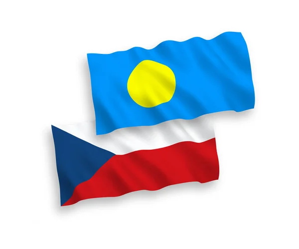 Národní Vektorové Vlnové Vlajky České Republiky Palau Izolované Bílém Pozadí — Stockový vektor