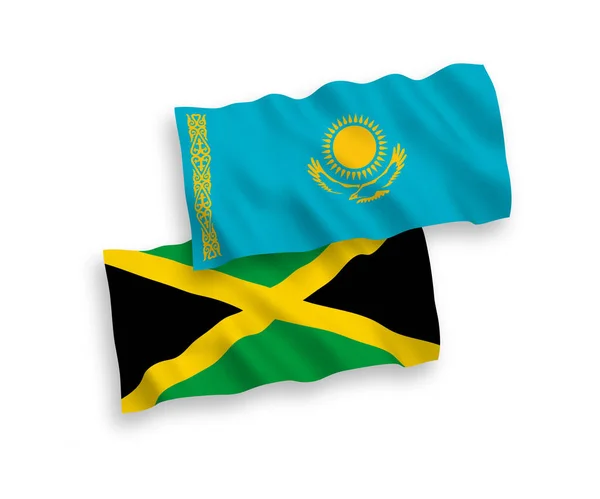 白色背景的哈萨克斯坦和牙买加国旗 — 图库矢量图片